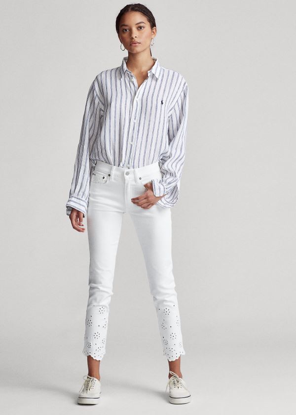 Calças De Ganga Polo Ralph Lauren Tompkins Skinny Crop Mulher 94385-CQXG